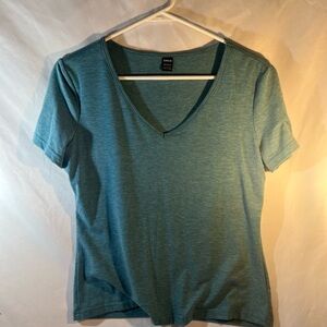 SHEIN Teal Short Sleeve V-Neck Tee